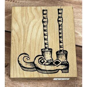NORTHWOODS M6166 WITCH SHOES WOOD MOUNTED RUBBER STAMP HALLOWEEN